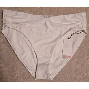 Calia Shirred‎ V Front Mid Rise Bottom Women's Small Cloud Cover NEW